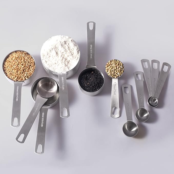 16-Piece Measuring Cups and Spoons Set Includes 4 Metal Measuring Cups 6 Stainless Steel Tablespoon Teaspoon Measuring Spoons & 5 Mini Spoons for Measuring Liquid Dry Ingredients Home Kitchen