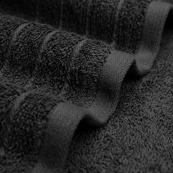 RIVERSIDE Pack of 4 Premium Extra Large Bath Towels 30 x 60 Inches, 100% Cotton, Super Soft & Highly Absorbent, Larger & Lighter Weight, Quicker to Dry, Perfect for Bathroom, Black