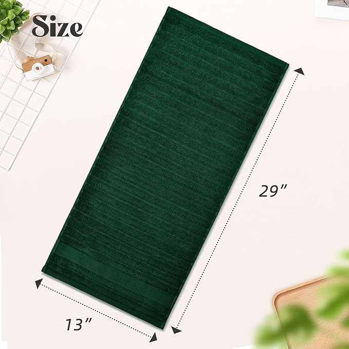 Jacquotha 2-Pack Hand Towels (Forest Green) Ribbed – Kitchen & Bathroom Premium Cotton Towels 13” x 29”, Soft and Quick Drying 480 GSM