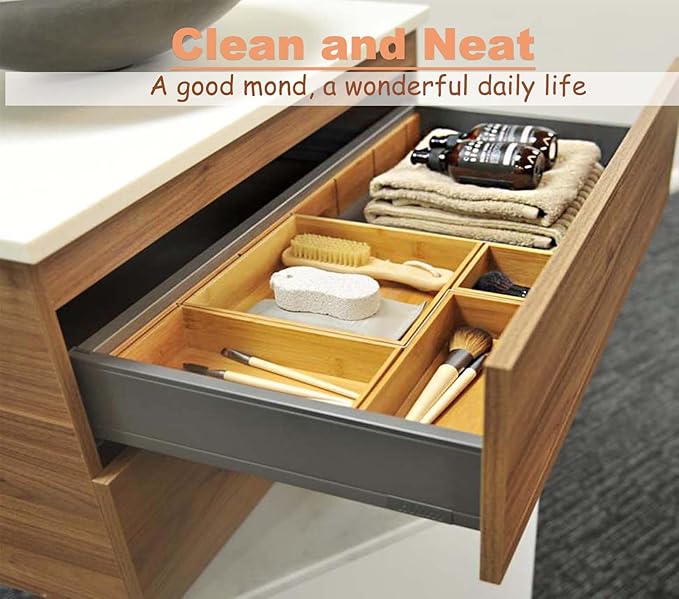 Bamboo Drawer Oragnizer Box, Kitchen Seasoning Organizer Tray, Tableware Knife Fork Organizer Box, Home Drawer Sorting Box, Bamboo 12"*4"