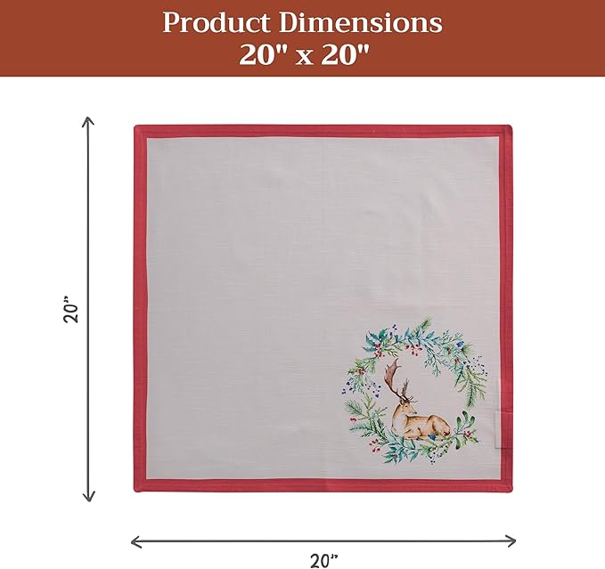 Maison d' Hermine Cloth Napkins Set of 4 100% Cotton for Thanksgiving Christmas Decorations Everyday Reusable Square Fall Napkins Cloth Washable Dinner Party (Holly Time, 20"x20")