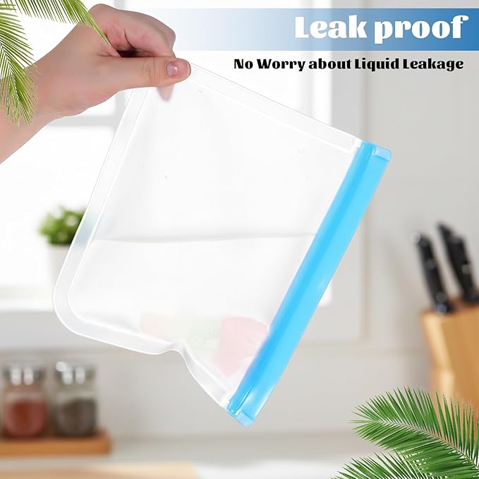 30 Pack Reusable Silicone Food Storage Bags, 4 Size Dishwasher Safe Freezer Bags, Leakproof Reusable Food Storage Silicone Bag for Sandwich, Meat, Snack