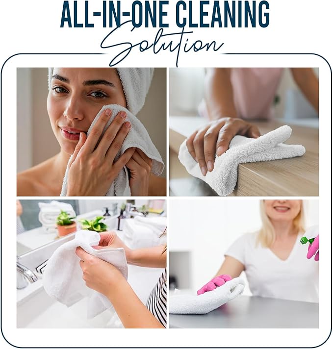 DAN RIVER 24 Pack Wash Cloths for Showering [12x12] - 100% Cotton Washcloths Premium Quality Flannel Face Cloths for Bathroom, Highly Absorbent and Soft Feel Wash Clothes, Blue Opal