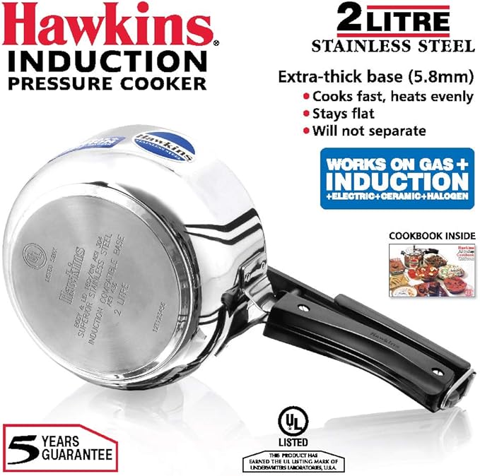 Hawkins B25 Pressure cooker, 2 Litre, Silver