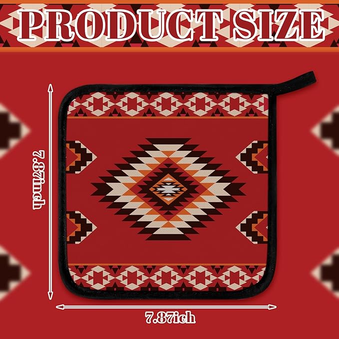 Bencailor 12 Pcs Pot Holders with Pocket Kitchen Hot Potholders Hot Pad Oven Mitts Cookie Bag Oven Gloves for Kitchen Gift Baking Cooking(Dark,Vintage)