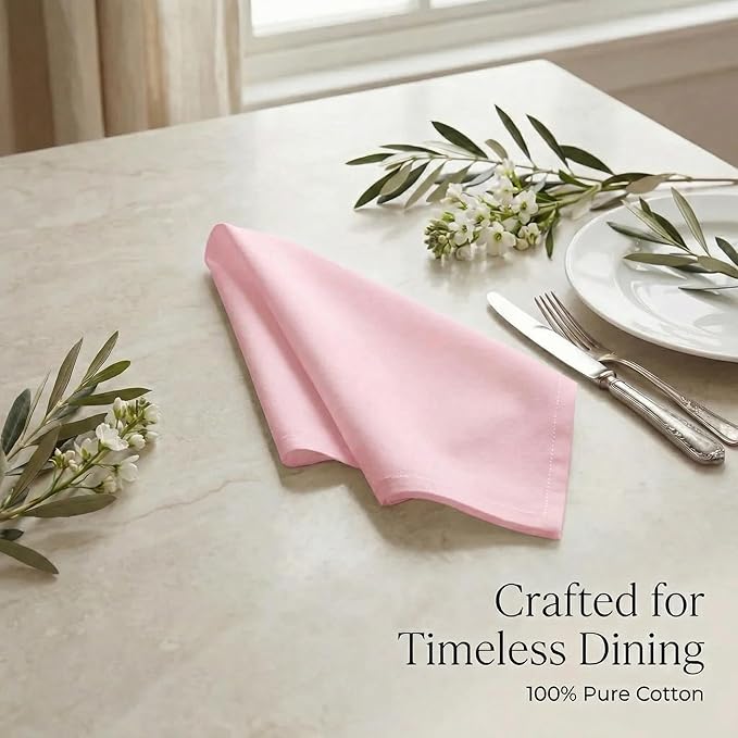 Urban Villa Cloth Napkins Pink Dinner Napkins Set of 12(20X20)100% Cotton Slub Absorbent Washable Durable Reusable Cloth Napkins Ideal for Easter Decorations Hotel Collection Farmhouse Parties Napkins