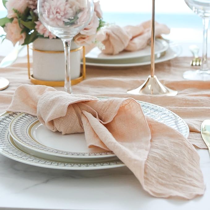 Dinner Cloth Napkins 10 Pack,Gauze Napkins Soft Cotton,Washable Napkins Great for Wedding Decorative Parties,Family Everyday Use,40 * 40cm (16 * 16 inches),Blush Pink