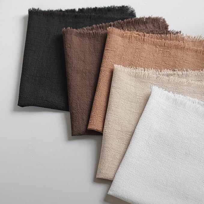 Handmade Cloth Napkins 100% Cotton Napkins with Fringe，Delicate Handmade Cloth Napkins for Dinners, Parties, Weddings and More，18 x 18 Inch Set of 6 - Beige