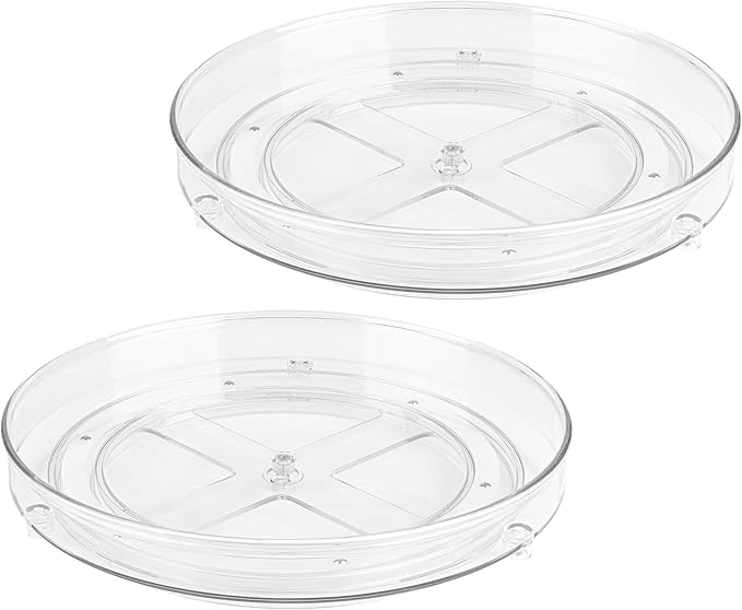Oizeir Lazy Susan Organizer for Cabinet, 9 Inch Clear Acrylic Turntable – Rotating Spice Rack, Pantry, Fridge & Countertop Organizer, Smooth Spinning, Space-Saving Kitchen Storage (2 Pack)