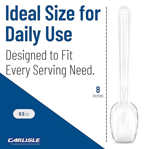 Carlisle FoodService Products Plastic Solid Spoon, 9 Inches, Clear, (Pack of 12)