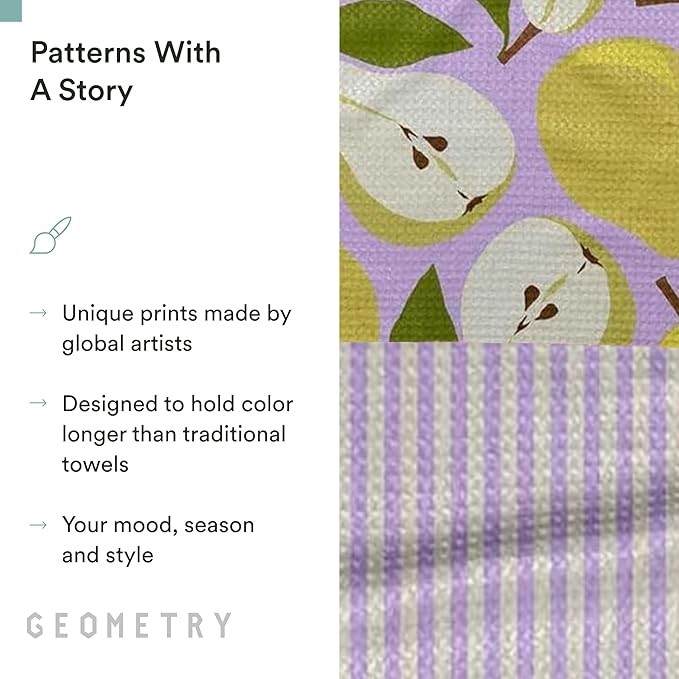 GEOMETRY Spring Kitchen Towels - Quick Dry Microfiber Cloth Spring & Summer Dish Towels for Kitchen Drying - Premium Quick Dry Towel - Pear Parade, 18" x 30" - 2-Pack