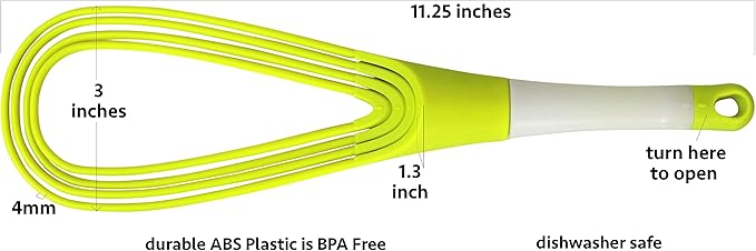 Iconikal 12-Inch Collapsible 2-In-1 Balloon/Flat Whisk, Green