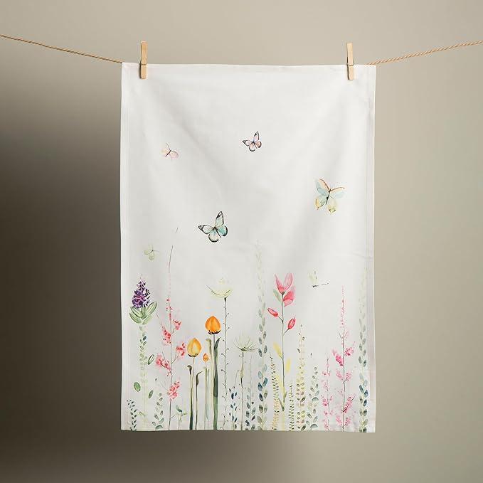 Maison d' Hermine Kitchen Towels Set of 3 100% Cotton 27.50" x 20" Reusable Cloth Tea Dish Towels Absorbent with Hanging Loop for Kitchen Gifts for Mothers Day Spring/Summer (Botanical Fresh)