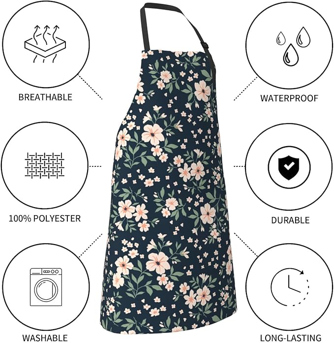 Perinsto Waterproof Apron With 2 Pockets Kitchen Chef Aprons Bibs For Cooking Baking Painting Gardening Grooming