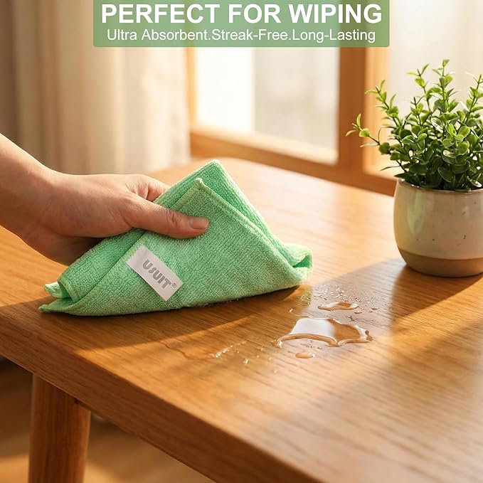 12-Pack Microfiber Cleaning Cloths (12” x 12”) – Ultra-Absorbent Multi-Purpose Cleaning Towels – Reusable Lint-Free Wash Rags for Kitchen, Car, Glass, and Home