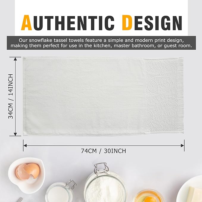 Luxury Decorative Hand Towels Bathroom: 2 Packs 14X30 100% Cotton Turkish Absorbent Soft Face Towel Set for Boho Bathroom Decor Kitchen Hotel Spa Farmhouse Guest Tea Gift (02 Boho White, 14"x30")