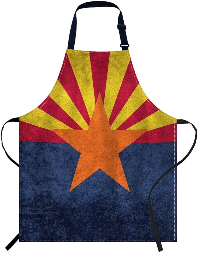 oFloral State flag of Arizona Bib Apron with Adjustable Neck for Men Women,Suitable for Home Kitchen Cooking Waitress Chef Grill Bistro Baking BBQ Apron