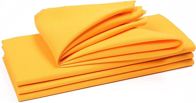 Hemmed Edge Cloth Dinner Napkins Set of 4 18x18 Inches - Mustard, Soft Decorative Premium Dinning Table Linen Napkin Ideal for Kitchen, Spring, Easter | Washable Polyester Fibre Napkin for Home Décor