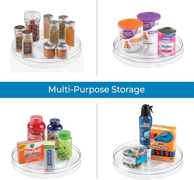 iDesign 11-Inch Round Lazy Susan Organizer for Kitchen or Pantry Storage - Set of 2 - Clear