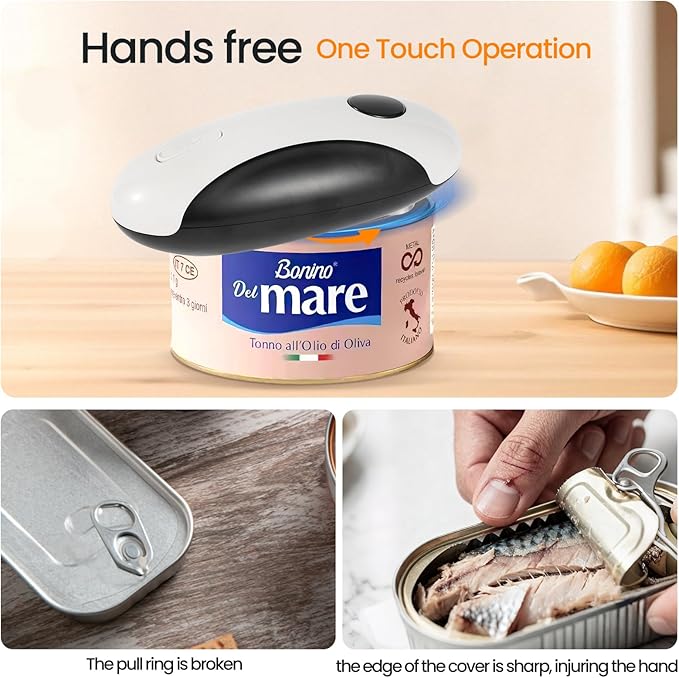 Rechargeable Electric Can Opener, Hands Free for seniors，Food Safe Automatic Can Opener with Smooth Edge,Easy to Use,Works with All Standard Cans
