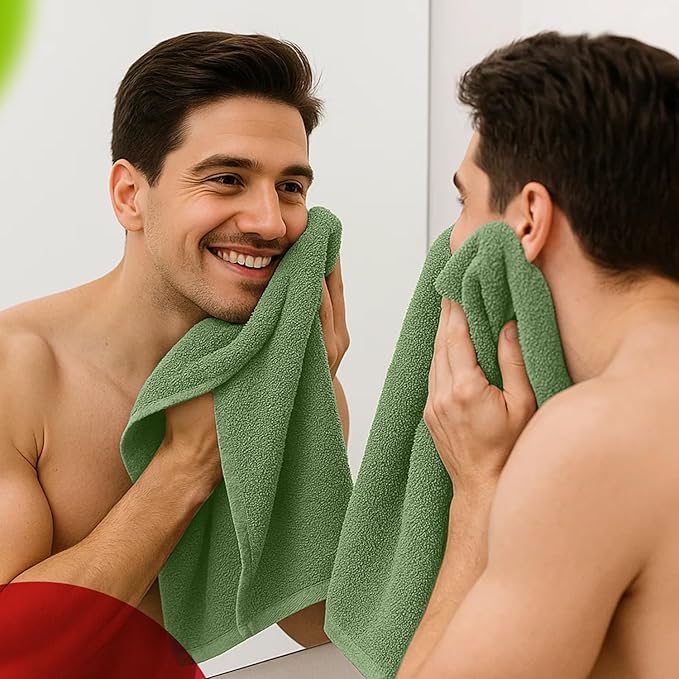 RIVERSIDE 6 Pack Premium Hand Towels Set, 16x28 inches, 100% Ring Spun Cotton, 600 GSM, Soft, Quick Dry and Highly Absorbent, Towels for Bathroom, Kitchen, Gym, Spa - Sage Green