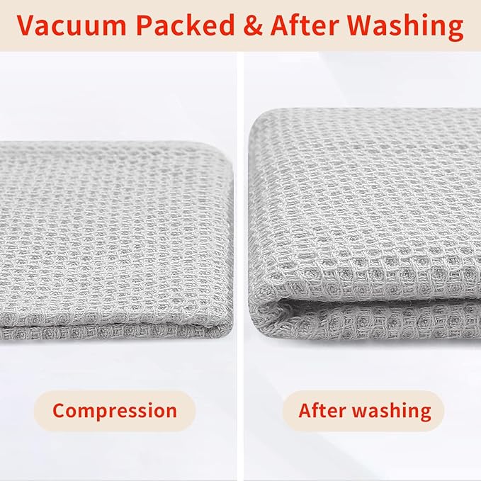 Homaxy 100% Cotton Kitchen Towels and Dishcloths Set, 12 x 12 Inches and 13 x 28 Inches, Set of 12 Bulk Kitchen Towels Set, Ultra Soft Absorbent Dish Cloths for Washing Dishes, Light Gray
