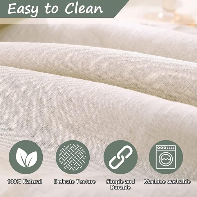 Simple&Opulence Textured Tablecloth 100% Linen Table Cloth, Kitchen Dinning Tabletop Decoration, for Outdoor and Indoor Use (Basic Linen, 54"×72")