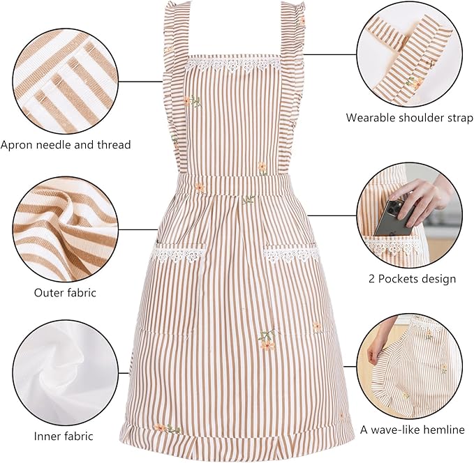 Funny Aprons for Women with Pockets, Kitchen Cooking Grilling Bbq Cute Chef Apron, Mothers Day Birthday Gifts for Women