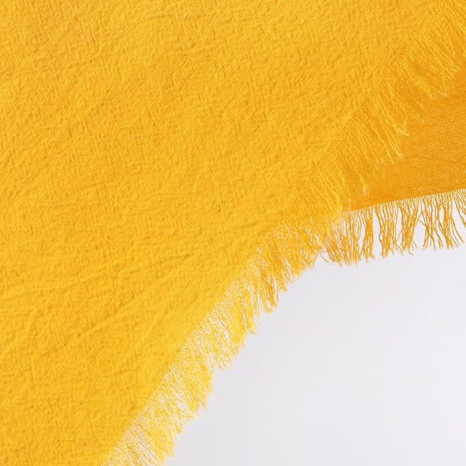 DeZerlor 6 Pack Gold Cotton Linen Napkins with Fringe Thanksgiving Fall Cloth Napkins Set of 6 Boho Handmade Dinner Table Napkins Bulk for Wedding Bridal Baby Shower Christmas Parties, 17 x 17 Inches