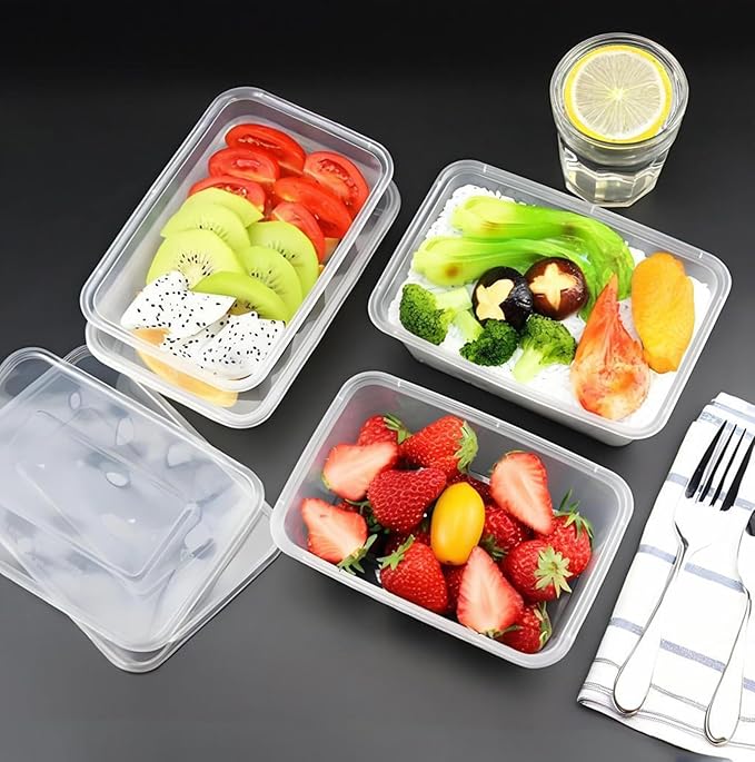 Tosnail 50 Pack 25 oz. Plastic Food Storage Containers with Lids Meal Prep Containers - Clear