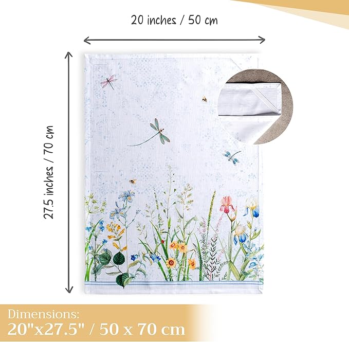 Maison d' Hermine Kitchen Towels Set of 3 100% Cotton 27.50" x 20" Reusable Cloth Tea Dish Towels Absorbent with Hanging Loop for Kitchen Gifts for Mothers Day Spring/Summer (Fleurs De Mai)