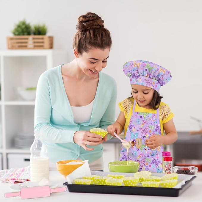 Kids Aprons for Girls Toddler Aprons with Pockets for Kids Cooking Baking Painting Crafting Art Gardening Adjustable