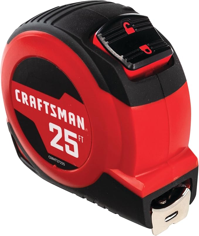 CRAFTSMAN 25-Ft Tape Measure with Fraction Markings, Retractable, Self-Locking Blade (CMHT37225)