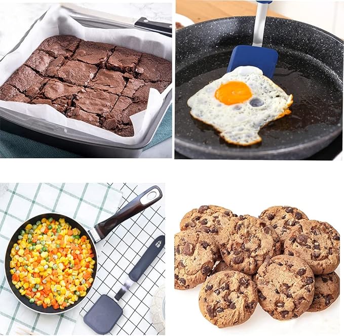 BSL® Silicone Cookie Spatula Turner Small Brownie Spatula Flexible Kitchen Small Silicone Spatulas for Nonstick Cookware Heat Resistant No Scratch Flipper Baking Utensils for Egg Pancake (3 Pack)