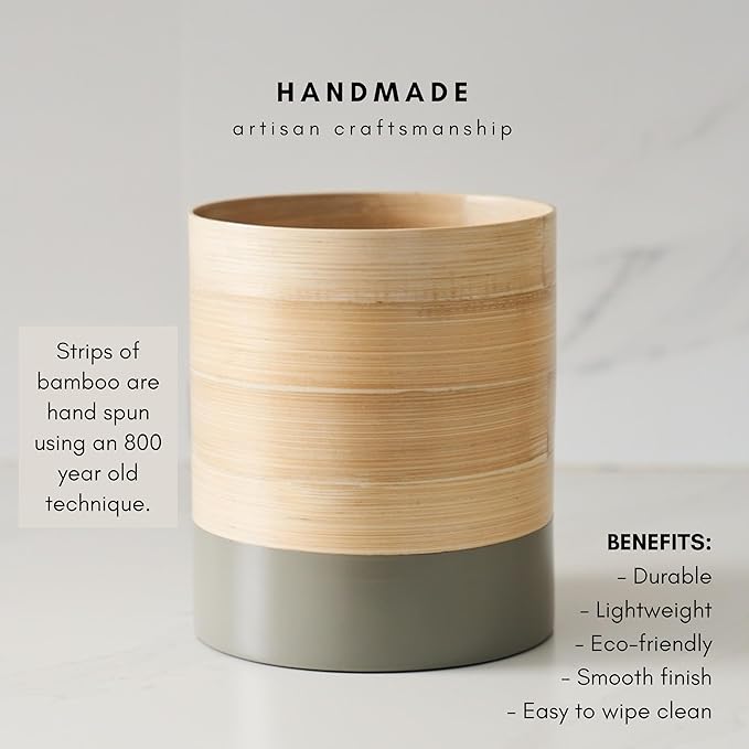 Handcrafted Bamboo Kitchen Utensil Organizer, Modern Countertop Holder, Large Capacity