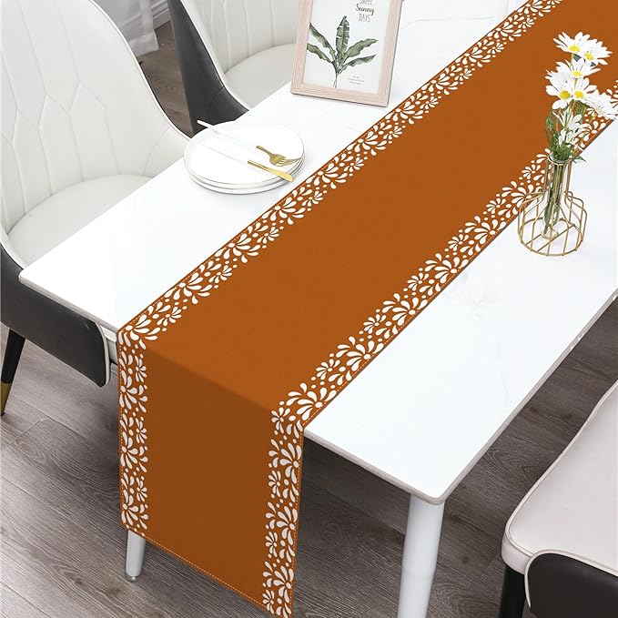 Mexican Cielito Lindo Table Runner Baby Shower Decoration Talavera Fiesta Mexicanos Dining Room Home Kitchen Table Decor (Terracotta, 13" x 72")