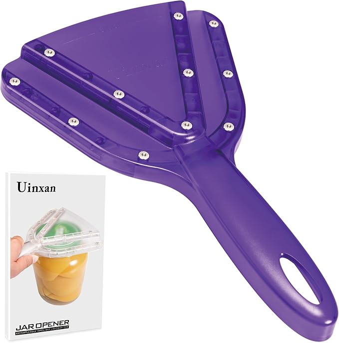 Uinxan Jar Opener for Weak Hand & Seniors with Arthritis,Easy Twist Off Bottle Caps,Patent | Unique Kitchen Gadgets,Handheld Lid Top Open for Elderly/Women/Men (Purple)