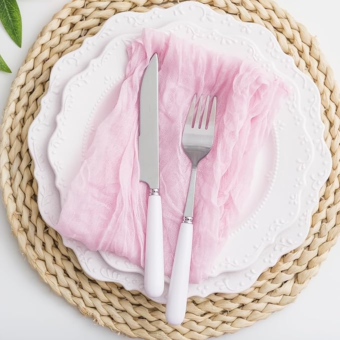 60 Pack Light Pink Cloth Napkins 21x21 Inches Light Pink Cheesecloth Napkins Set of 60 Washable Dinner Table Napkins for Wedding Summer Bridal Baby Shower Rustic Boho Cotton Gauze Party Table Decor