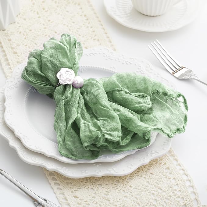 60 Pack Sage Green Cheesecloth Napkins Washable 21x21 Inches Sage Green Cloth Napkins Set of 60 Dinner Table Napkins for Wedding Bridal Baby Shower Rustic Boho Cotton Gauze Summer Party Table Decor