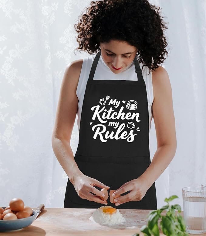Funny Aprons for Women with 2 Pockets, Adjustable Kitchen Apron for Cooking, Baking Gifts for Birthday Christmas