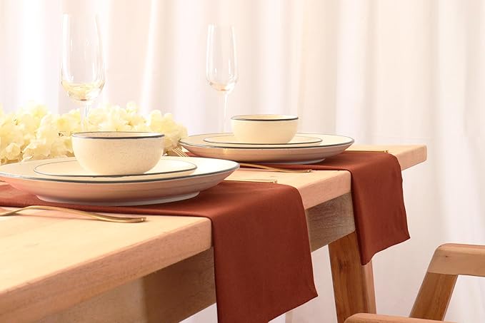 PurpleEssences Rust Set of 6 Cloth Dinner Napkins 100% Cotton 18x18 Inch - Soft Durable Washable - Ideal for Farmhouse Party Spring Easter Summer - Perfect Everyday Use Table Linen - Rust