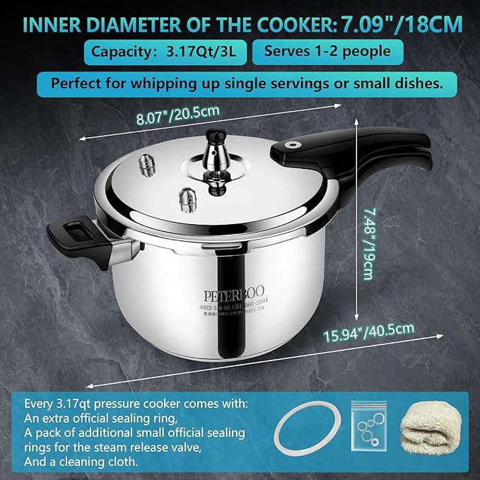 Premium 12 Quart Stainless Steel Pressure Cooker, Commercial Grade Luxury Cookware, Brand Quality Durability, Professional Performance for Large Families & Events