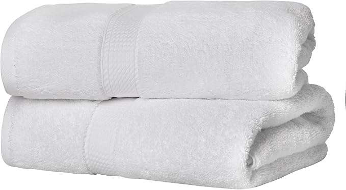 Superior Solid Egyptian Cotton Bath Towel Set, 30" x 55", White, 2-Pieces