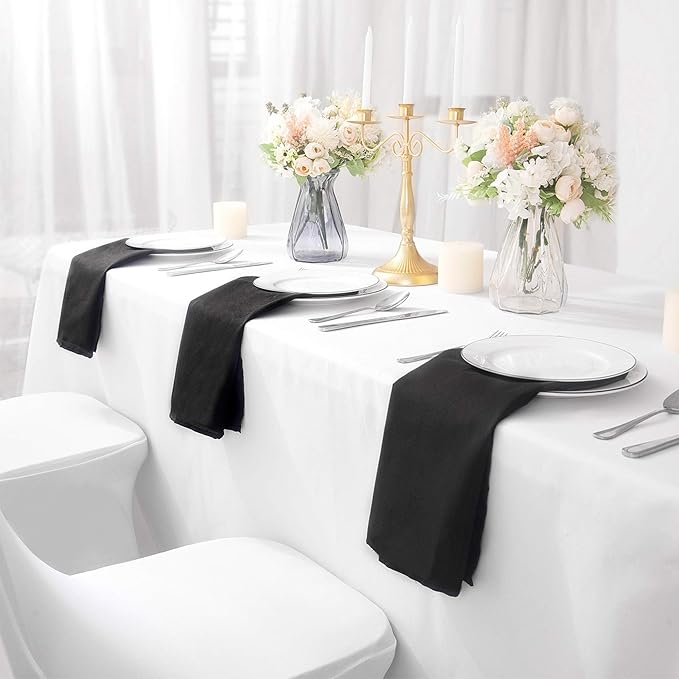 Bailarina Cloth Napkins Set of 120,17x17 inches Dinner Napkins Cloth Washable,Polyester Square Table Cloth Napkin Bulk with Hemmed Edges Ideal for Banquets, Parties and Weddings-Black