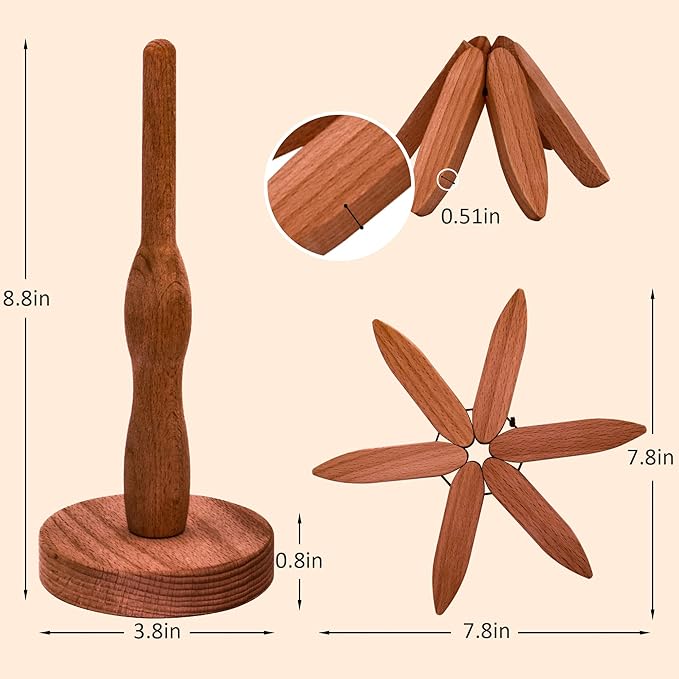 Wooden Tree Coasters, Trivets for Hot Dishes - Set of 3 for Easy Storage - Suited for Hots/Pans/Bowl/Teapot/Hot Holders - Multifunctional Ornaments (Dark - 3 PCs)