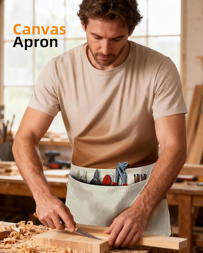 Canvas Work Waist Apron with 3 Pockets