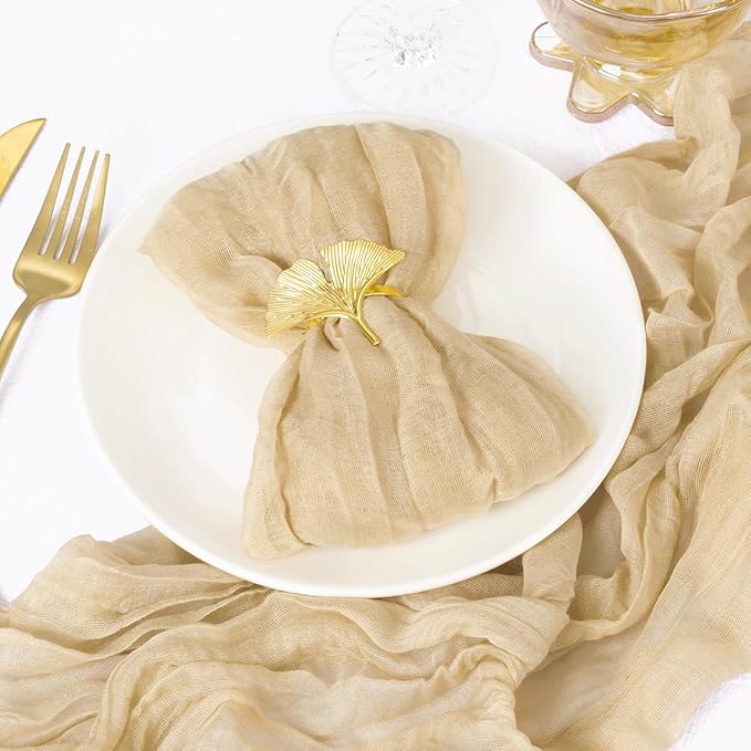 DeZerlor 100 Pack Champagne Cheesecloth Napkins Spring Cloth Napkins Set of 100 Champagne Dinner Napkins Bulk 21x21 Inches for Wedding Bridal Shower Baby Shower Parties