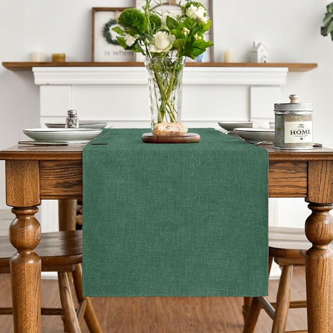 Artoid Mode Forest Green Table Runner, Seasonal Christmas Spring Washable Kitchen Dining Table Decoration for Home Party Decor 13x36 Inch