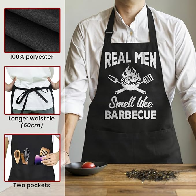 SANDJEST Funny Apron for Dad - Birthday Father’s Day Cooking Grilling Gifts for Mens