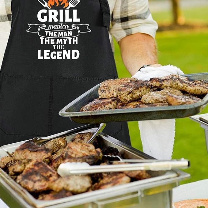 ZOORON Funny Cooking Chef Apron with Pockets BBQ Kitchen Work Aprons Birthday Father’s Day Grilling Gifts for Dad, Husband